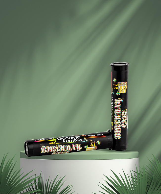 Birthday Cake Goodlyfe Infusion Pre-rolls on Podiums
